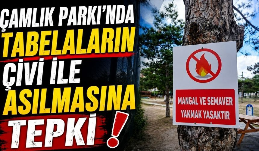 Çamlık Parkı’nda tabelaların çivi ile asılmasına tepki
