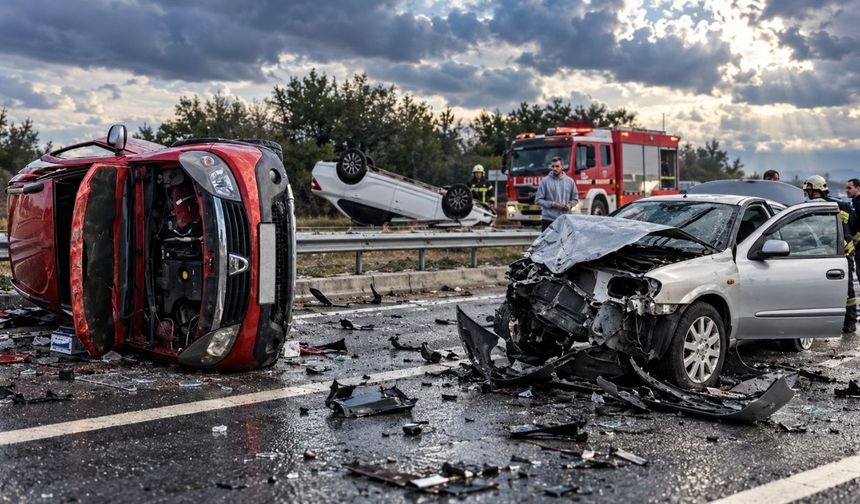 Tekirdağ-Çorlu yolunda feci kaza: araçlar takla attı