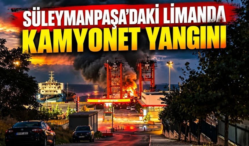 Süleymanpaşa'daki limanda kamyonet yangını