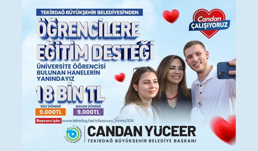 Tekirdağ Büyükşehir Öğrenciye Eğitim Desteği
