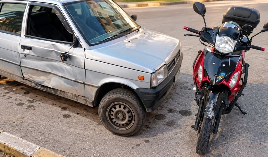 Kapaklı'da motosiklet ve otomobil çarpıştı