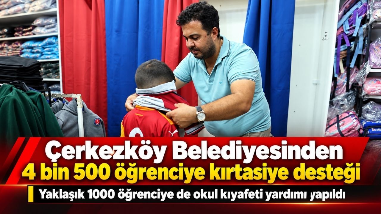 Çerkezköy Belediyesi’nden 4 bin 500 öğrenciye kırtasiye desteği