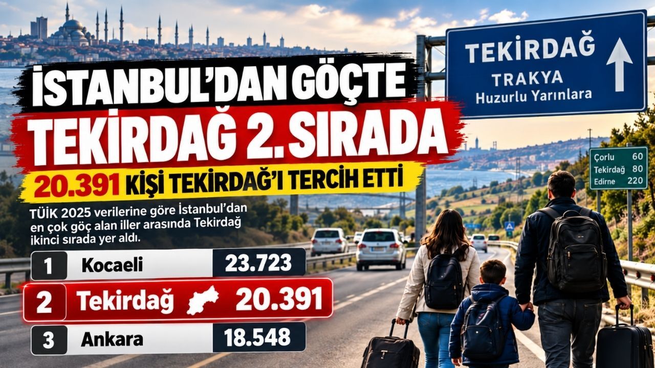 İstanbul’dan göçte Tekirdağ ikinci sırada: 20 bin 391 kişi Trakya’yı tercih etti